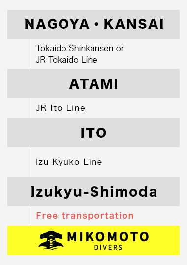 By train From Nagoya/Kansai area